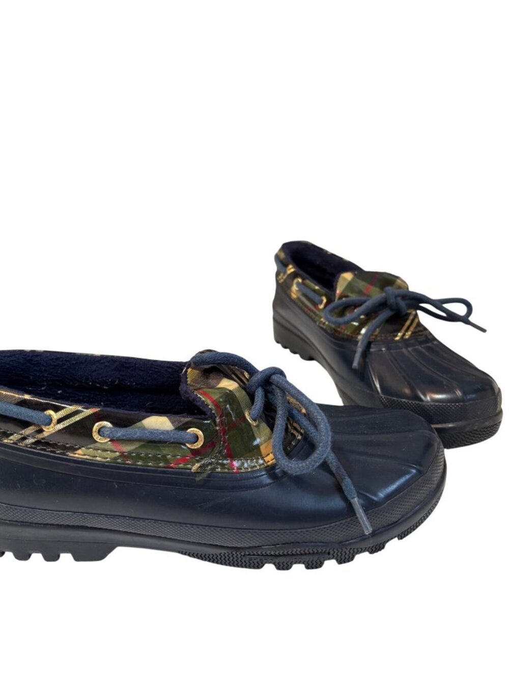Sperry Top-Sider Womens Waterproof Rubber Duck Boots With Plaid Design 6 Navy & - Picture 13 of 13